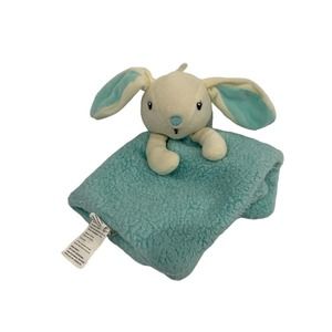 DTU Inc Bunny Rabbit Teal Blue Plush Toy Baby Lovey Security Blanket Soother